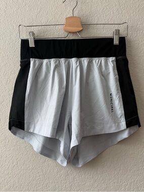 Municipal Women’s Athletic Shorts – Black Waist, Light Gray Body